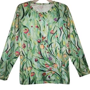 Shein women's XL floral print long sleeves pullover blouse. 4049